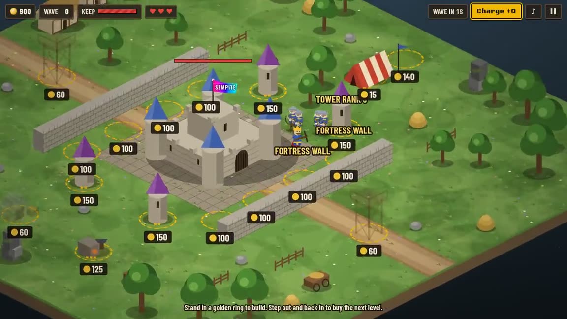 Hold The Base: an isometric keep with archer towers, walls and raiders on the road