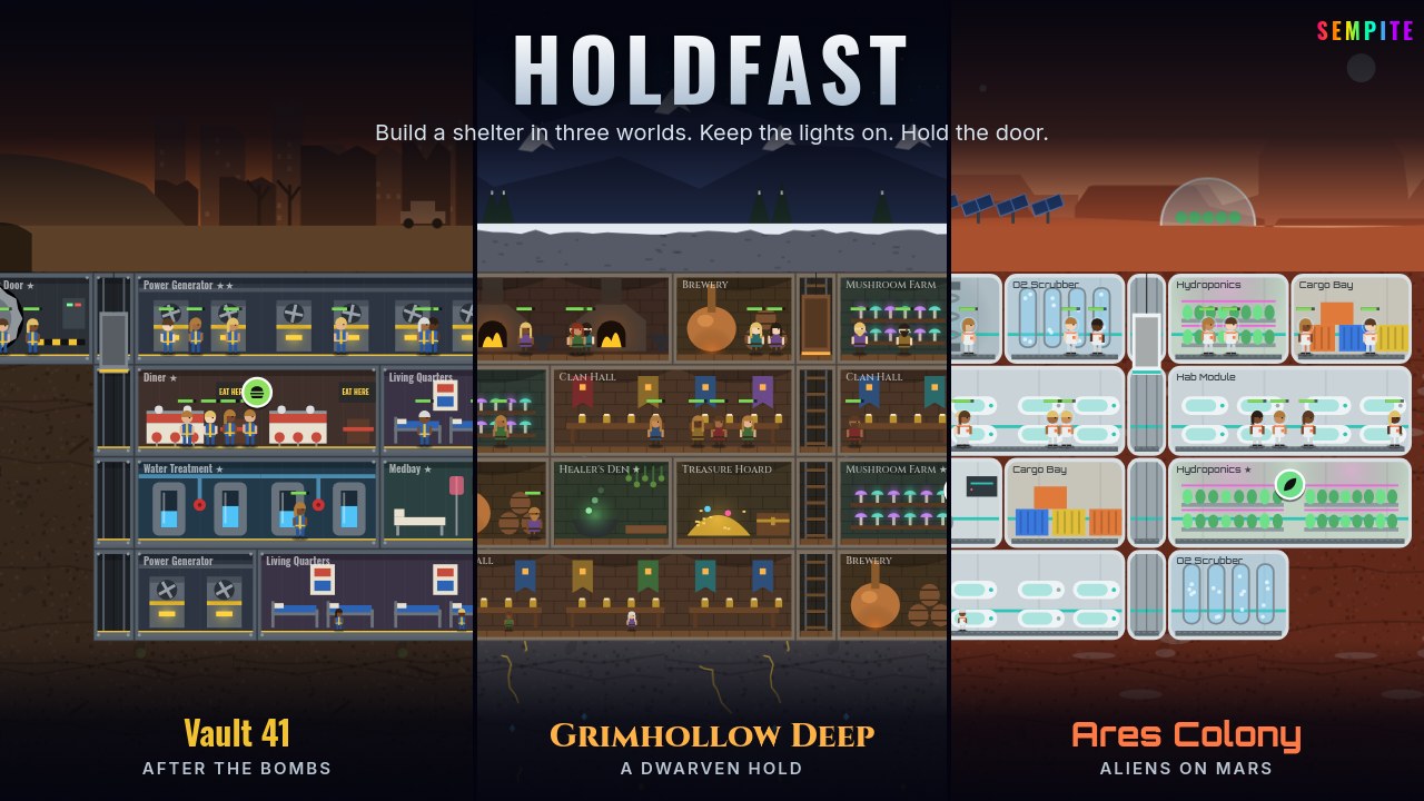 Holdfast en tres mundos uno al lado del otro: Vault 41 tras las bombas, la fortaleza enana Grimhollow Deep y Ares Colony en Marte