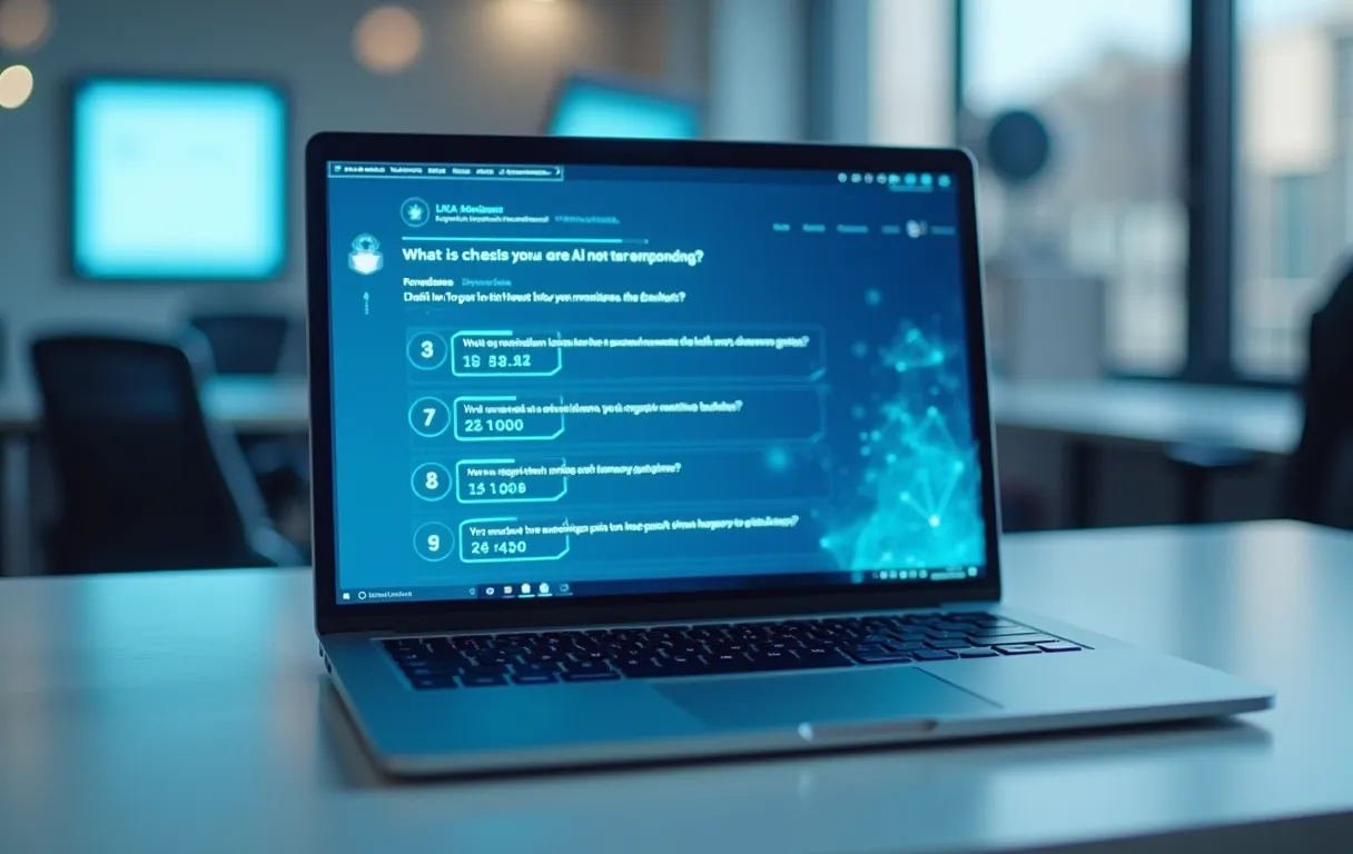 A laptop screen showing an AI assistant answering a question with a recommendation