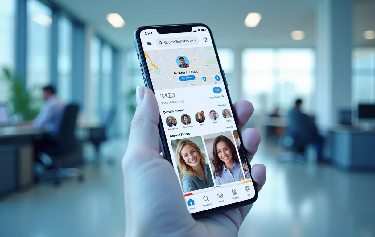 A Google Business Profile displayed on a smartphone with photos and reviews