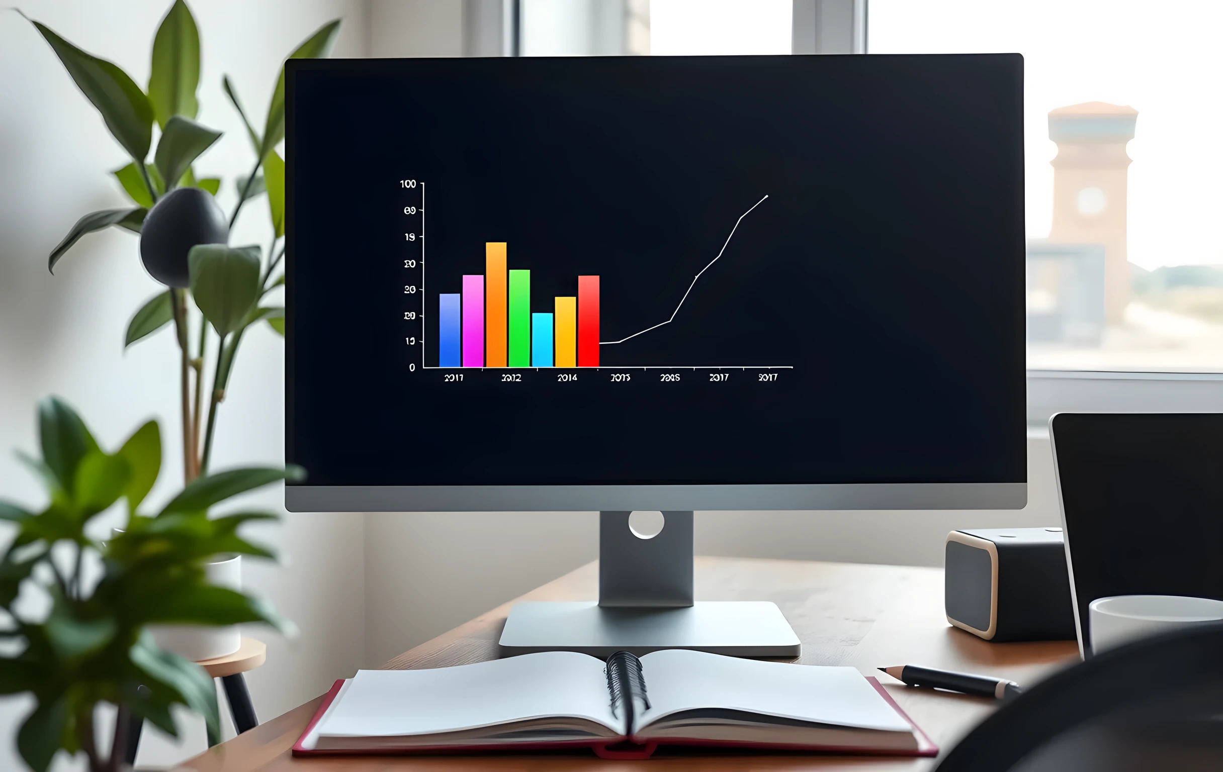 Clean analytics charts on a desktop monitor during a website audit