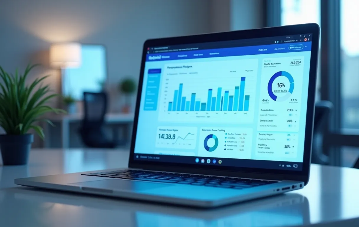 A website performance and speed report on a laptop screen