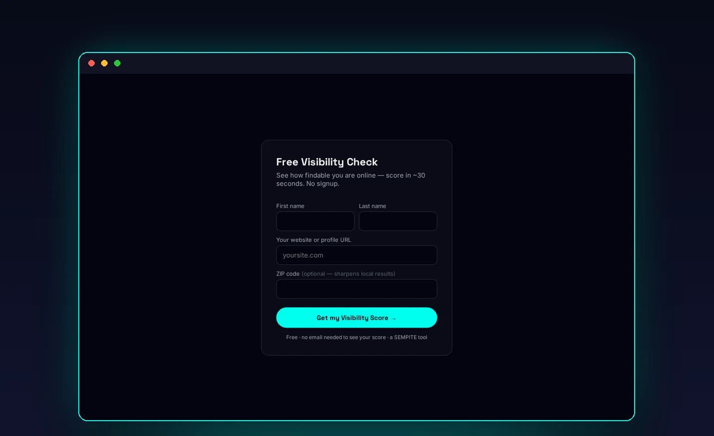 The SEMPITE free AI visibility checker tool