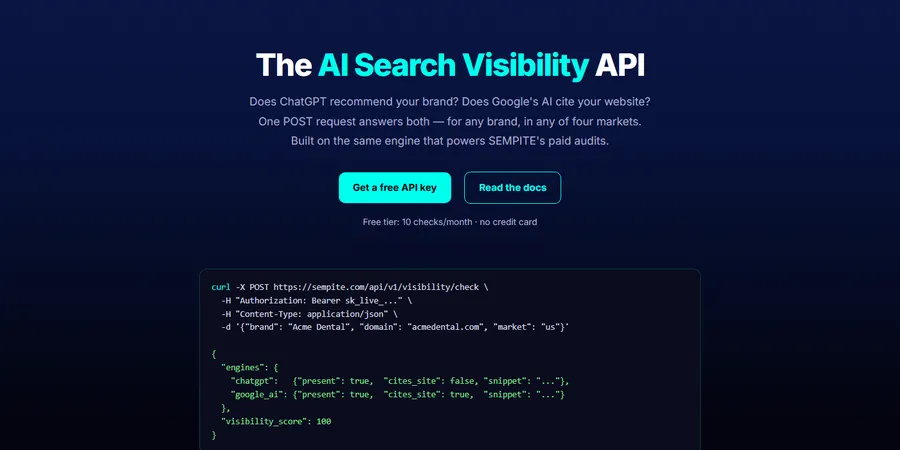 API de visibilidad en búsqueda con IA (captura)