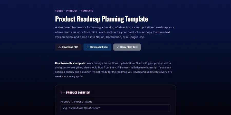 Plantilla de planificación de roadmap (captura)